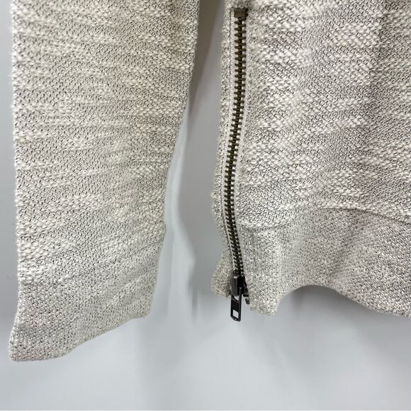 Ann Taylor Loft Metallic Sparkle Side Zip Crew Sweatshirt Top Cream Gray S new - Picture 7 of 13